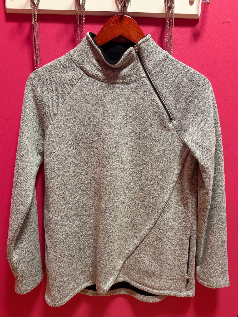 Aventura Heather Gray Asymmetrical Quarter-Zip Funnel Sweater